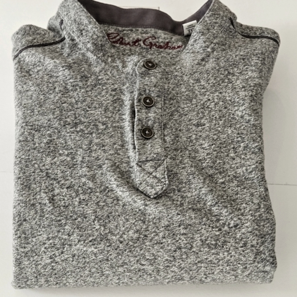 Robert Graham Mens Size XL Heather Gray 3 Button Henley Long Sleeve 100%…